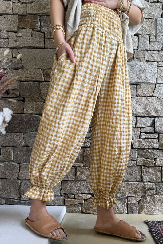 Nonni Gingham Bloomer Pant Mustard